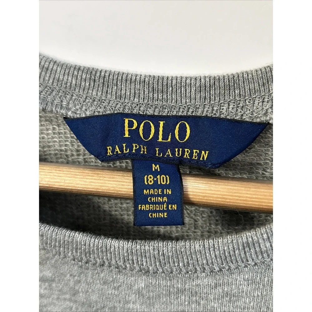 Girls Polo Ralph Lauren Polo Ice Skating Bear Fleece Sweatshirt Dress Med 8 10